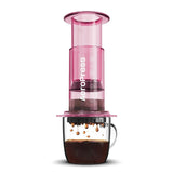 AeroPress Coffee Maker Clear Blue and Pink