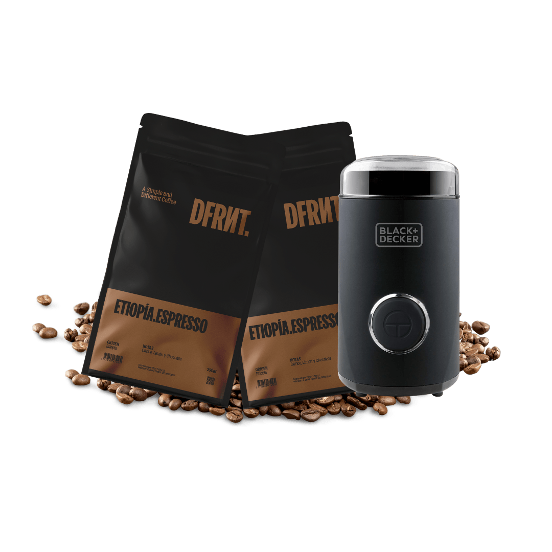 Pack Etiopía.Espresso Grano 2x250gr + Molinillo café Black+Decker - DFRNT.